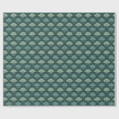 Serene Teal Botanical Leaf Motive Cadeaupapier (Vlak)