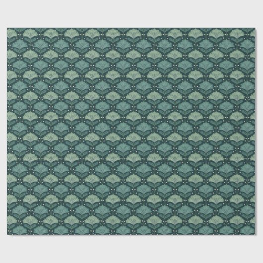 Serene Teal Botanical Leaf Motive Cadeaupapier (Vlak)