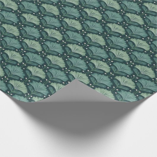 Serene Teal Botanical Leaf Motive Cadeaupapier (Hoek)