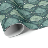 Serene Teal Botanische Bladmotive Cadeaupapier (Rol Hoek)