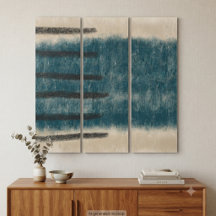 Serene Teal en Charcoal Minimalistische Triptiek