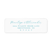 Serene Teal Minimalist Calligraphy Etiket (Voorkant)