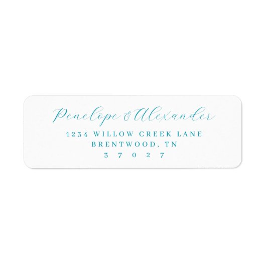 Serene Teal Minimalist Calligraphy Etiket (Voorkant)