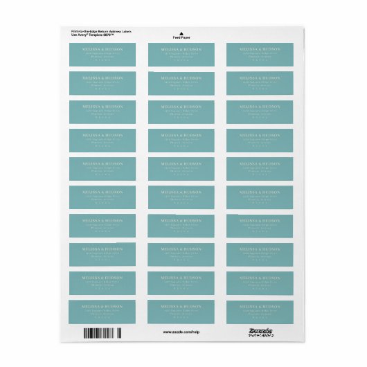 Serene Teal Minimalist Etiket (Full Sheet)