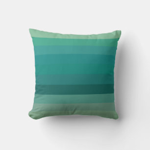 Serene Teal Ombré Horizontale Strepen Kussen