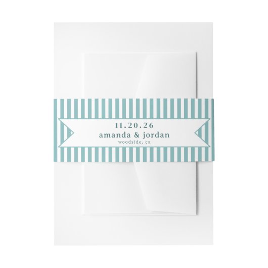Serene Teal Strepen Uitnodigingen Wikkel (Voorkant Voorbeeld)