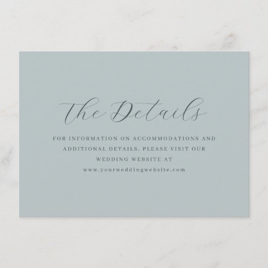 Serene Teal Typografische Elegantie Informatiekaartje (Voorkant)