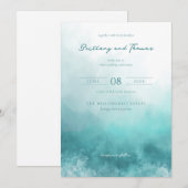 Serene Teal Watercolor Waves Kaart (Voorkant / Achterkant)