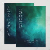 Serene Teal Watercolor Waves Programmakaart (Voorkant / Achterkant)