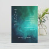 Serene Teal Watercolor Waves Programmakaart (Staand voorkant)
