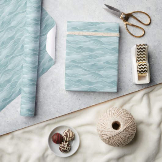 Serene Teal Watergolf Minimalistisch Cadeaupapier (Crafts)