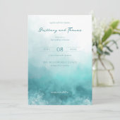 Serene Teal Waterverf Golven Kaart (Staand voorkant)