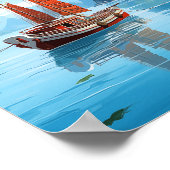 Serene traditionele jonkenboot in Vietnam's smarag Poster (Hoek)