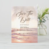 Serene Tropical Beach Save the Date Photo (Staand voorkant)