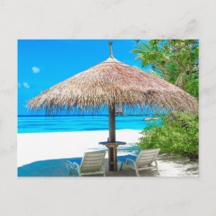 Serene Tropisch Strand Parasol Ansichtkaart Briefkaart