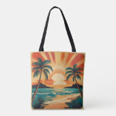 Serene tropische zonsondergang met palmbomen tote bag (Achterkant)