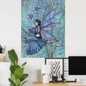Serene Tuin Fee Fantasie Waterverf Kunst Poster (Thuiskantoor)