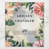 Serene Tuin Krans: Pastel Bloemige Elegantie Wijn Etiket (Enkel label)