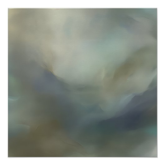 Serene Turquoise Blauwe Abstracte Golven Ethische Perfect Poster (Voorkant)