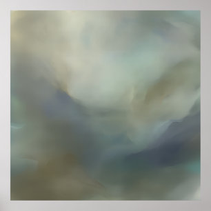 Serene Turquoise Blauwe Abstracte Golven Ethische  Poster