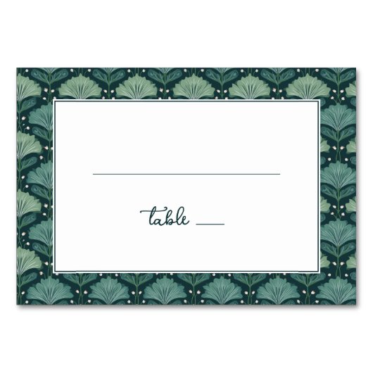 Serene Turquoise Botanische Bladrand Kaart (Voorkant)