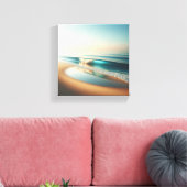 Serene Turquoise Golf Bewegend op Gouden Zand Canvas Afdruk (Insitu (Woonkamer))