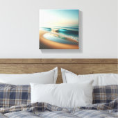 Serene Turquoise Golf Bewegend op Gouden Zand Canvas Afdruk (Insitu (Slaapkamer))