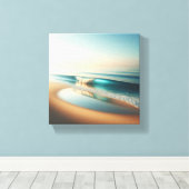 Serene Turquoise Golf Bewegend op Gouden Zand Canvas Afdruk (Insitu (Houten vloer))