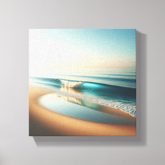 Serene Turquoise Golf Bewegend op Gouden Zand Canvas Afdruk (Voorkant)
