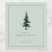 Serene Turquoise Groene Boom Illustratie Wijn Etiket (Enkel label)