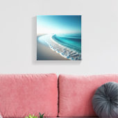 Serene Turquoise Kustlijn - Minimalistische Strand Canvas Afdruk (Insitu (Woonkamer))