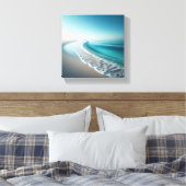Serene Turquoise Kustlijn - Minimalistische Strand Canvas Afdruk (Insitu (Slaapkamer))