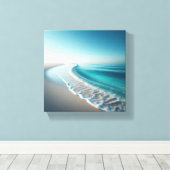 Serene Turquoise Kustlijn - Minimalistische Strand Canvas Afdruk (Insitu (Houten vloer))
