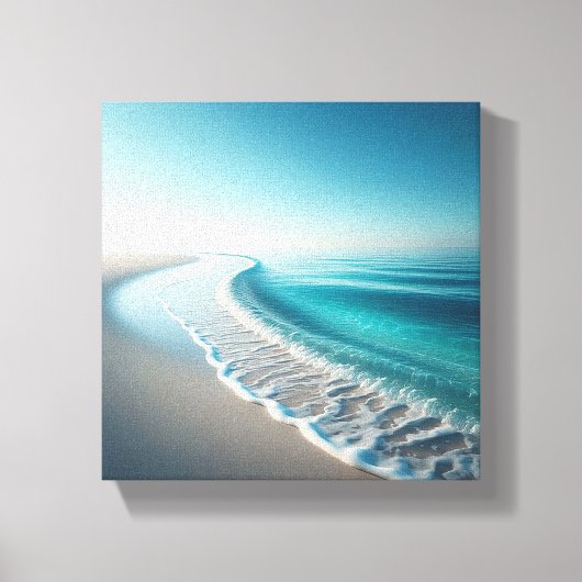 Serene Turquoise Kustlijn - Minimalistische Strand Canvas Afdruk (Voorkant)