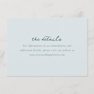 Serene Turquoise Minimalistische Trouwdetails Kaar Informatiekaartje