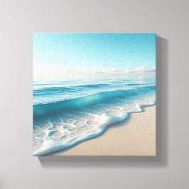 Serene turquoise oceaangolven met zachte witte sch canvas afdruk