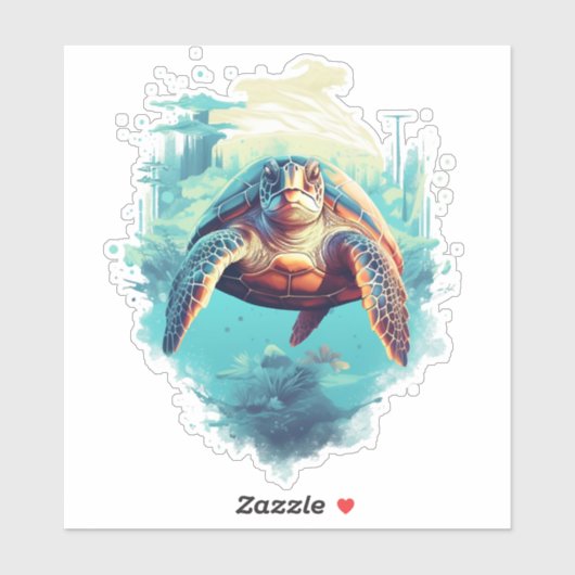Serene Underwater Turtle Copy Copy Sticker (Vel)