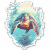 Serene Underwater Turtle Copy Copy Sticker (Voorkant)