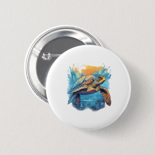 Serene Underwater Turtle Copy Ronde Button 5,7 Cm (Voorkant /achterkant)