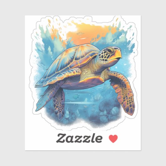 Serene Underwater Turtle Copy Sticker (Vel)