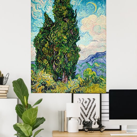 Serene Van Gogh Cypress Poster – Een tijdloze onts (Thuiskantoor)