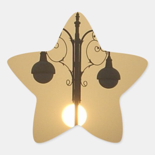 Serene Victoriaans  straatlamp Sunset Sky Ster Sticker (Voorkant)