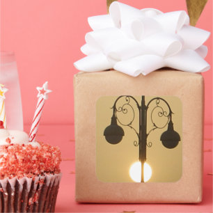 Serene Victoriaans  straatlamp Sunset Sky Vierkante Sticker