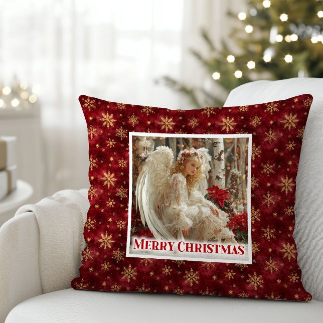 Serene Vintage Engel Zachte Kerstkussen Cadeau Kussen (Serene Vintage Angel Soft Christmas Pillow Gift)