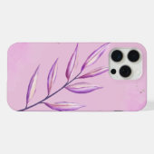 'Serene Violet Leaf' Minimalistische iPhone 15 Pro Hoesje (Achterkant horizontaal)