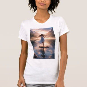 Serene Vioolmelodie – Zonsondergang boven het berg T-shirt