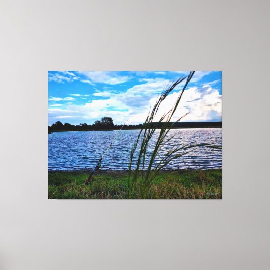 Serene visserijscene aan het meer canvas afdruk (Voorkant)