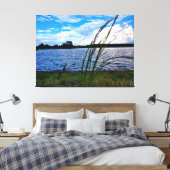 Serene visserijscene aan het meer canvas afdruk (Insitu (Slaapkamer))