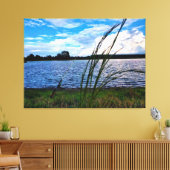 Serene visserijscene aan het meer canvas afdruk (Insitu (Woonkamer))