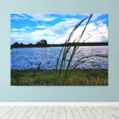 Serene visserijscene aan het meer canvas afdruk (Insitu (Houten vloer))